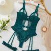 Women's Contrast Lace Cut Out Ring Linked SexyLingerie Bodysuit - Image 2
