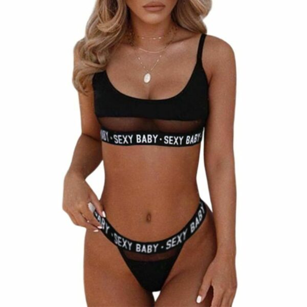 Lingerie Sexy Hollow Lettering Split Lingerie - Image 2