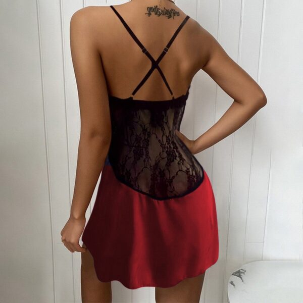 Sexy Nightdress Tempting Waist Hollow Suspender Slit Home Clothes - Image 4