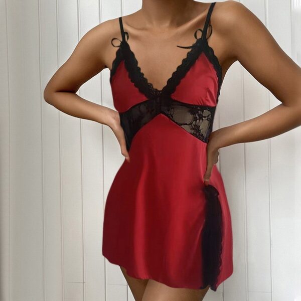 Sexy Nightdress Tempting Waist Hollow Suspender Slit Home Clothes - Image 3